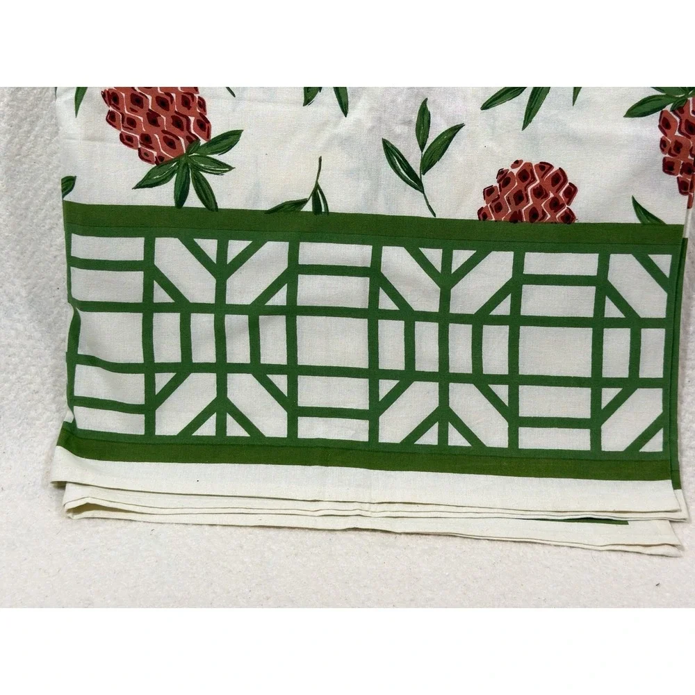 Pomegranate‎ Fruit Print Tablecloth 92x60 Cotton Green White Decorative